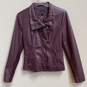 RD Style Rhonda Faux Leather Moto Jacket, Brown, Sz S